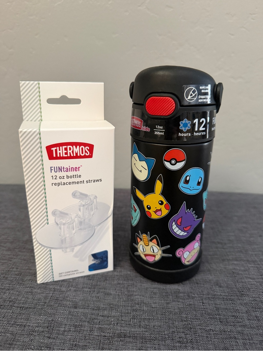 Pokémon Thermos with Replacement Straws - Clear
